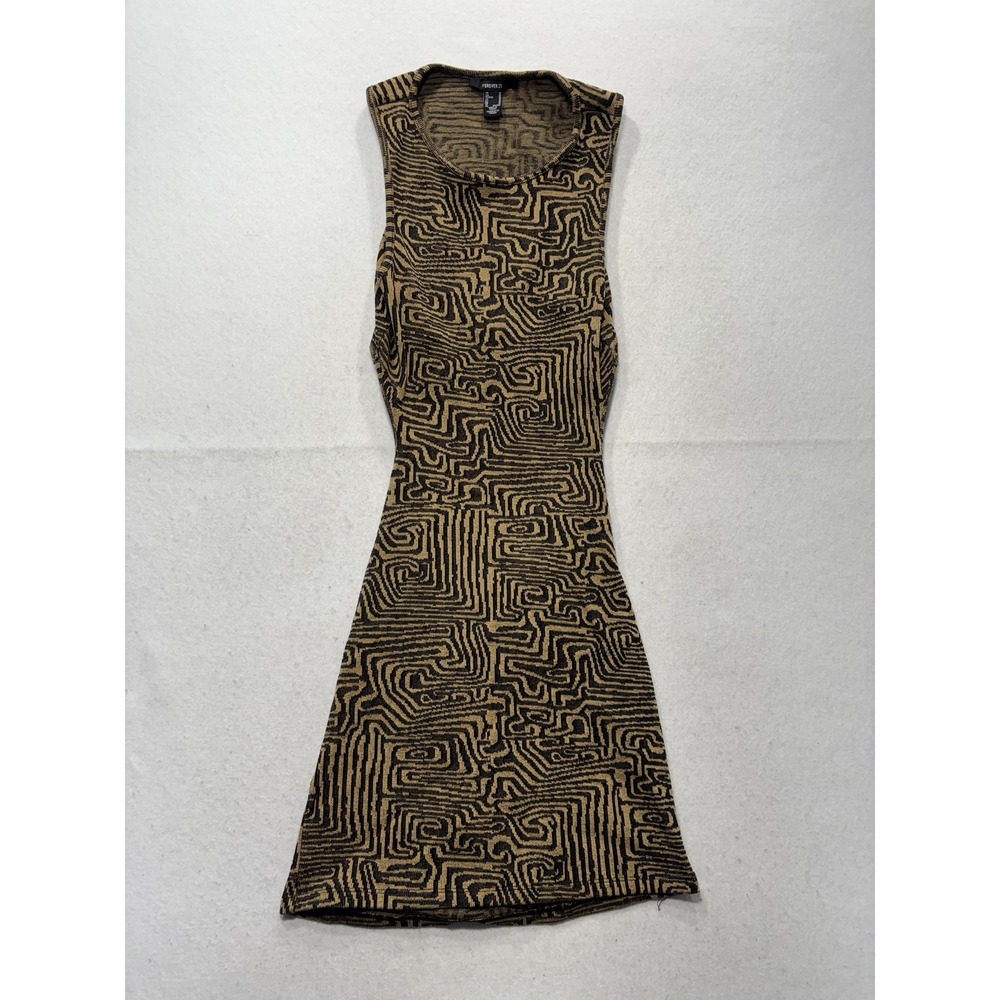 Forever 21 Dress Womens Medium Beige Geometric Sleeveless Cutout Bodycon Mini